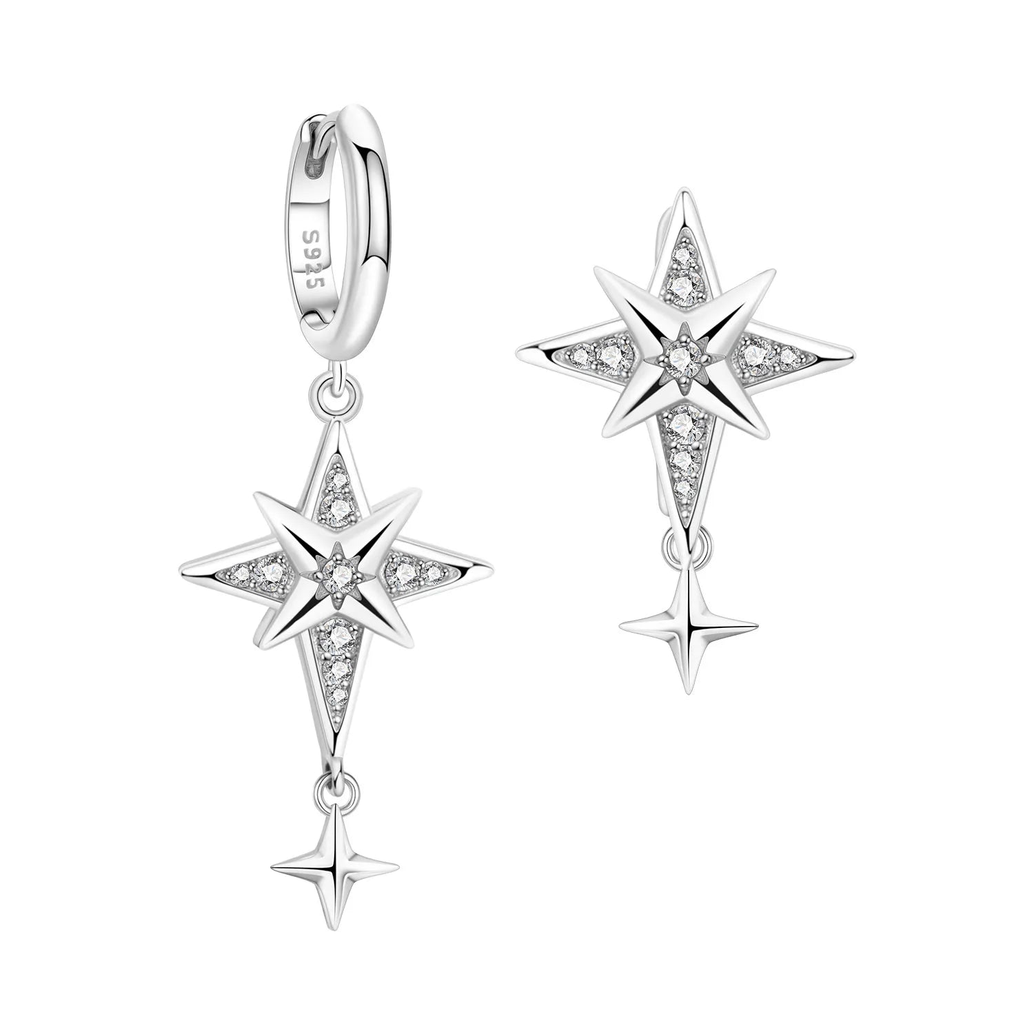 PANPOKI 925 Sterling Silver Asymmetric Design Earring Key Lock Earrings Drop Earrings For Women Party Gifts Trendy Jewelry