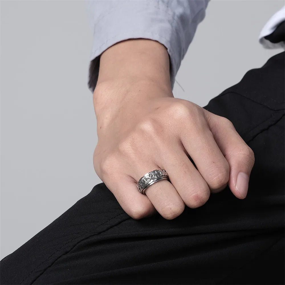 MKENDN Simple Classic Cross Egyptian Ankh Life Symbol Antique Men's Ring 316L Stainless Steel Hip Hop Party Figer Jewelry