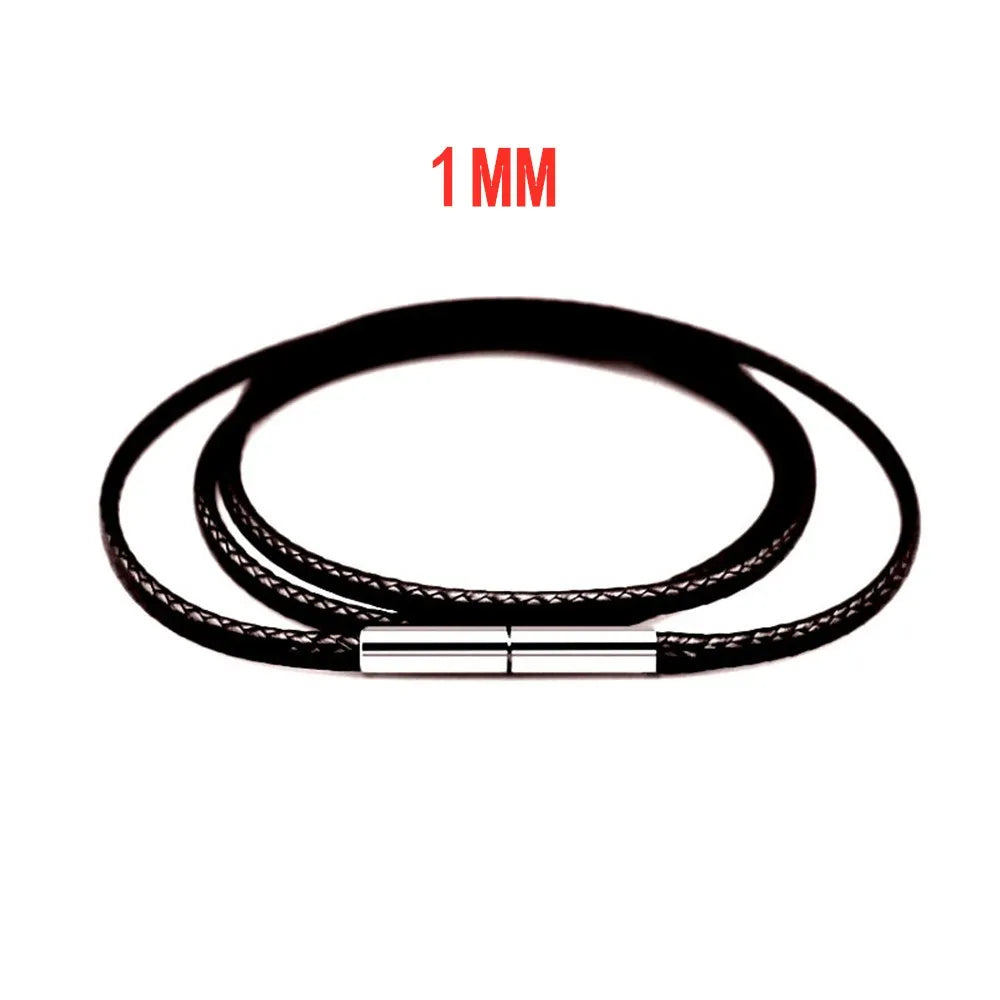MKENDN Black Leather Chain Necklace for Diy Women Men Handmade Braid Rope Long Necklace 40/50/60/70CM Neck Pendant Chain Jewelry