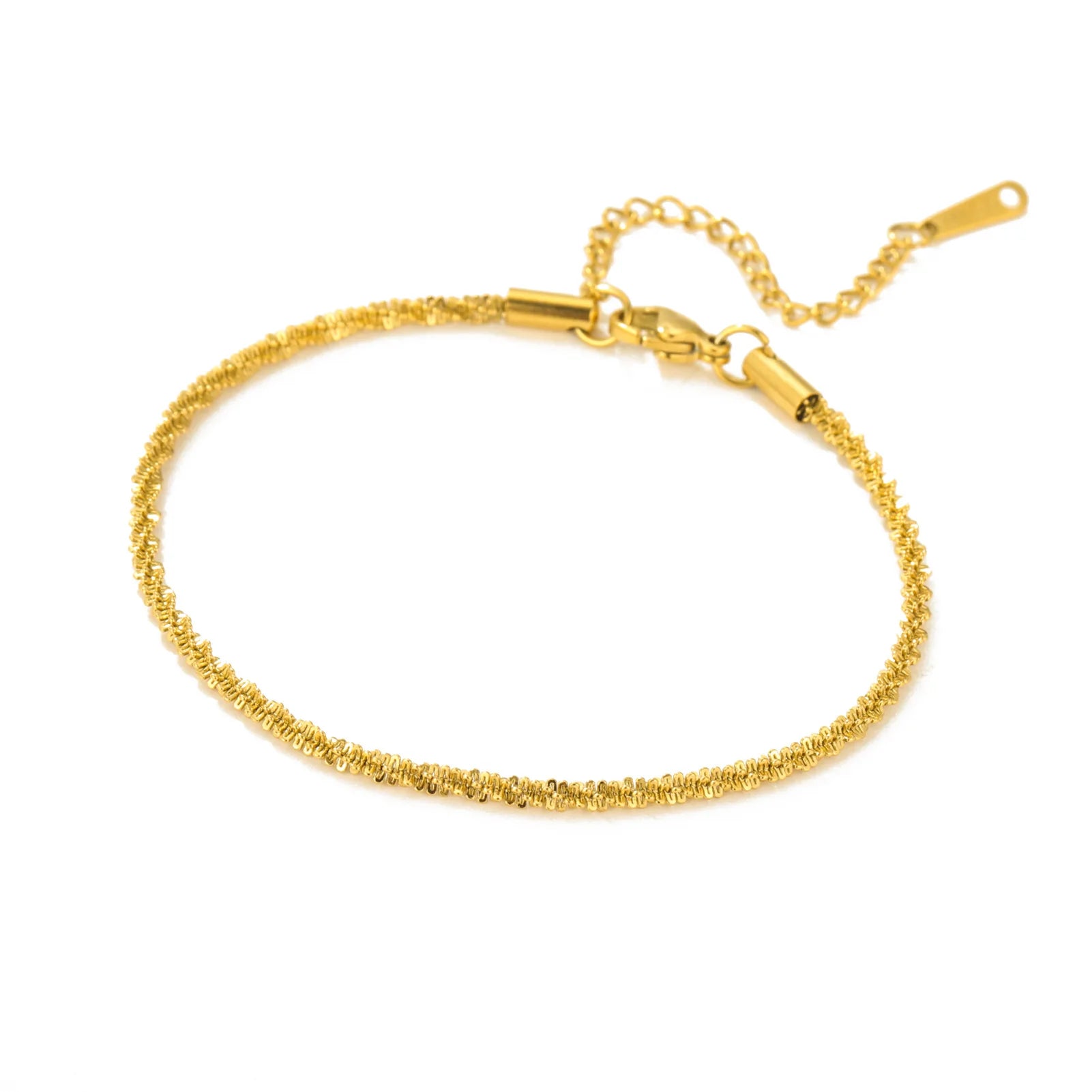 HIPEE Fashion Shiny Basic Chain Bracelet for Women Girls Stainless Steel Link Chain Adjustable Bracelets Sparkling Twists Bangle