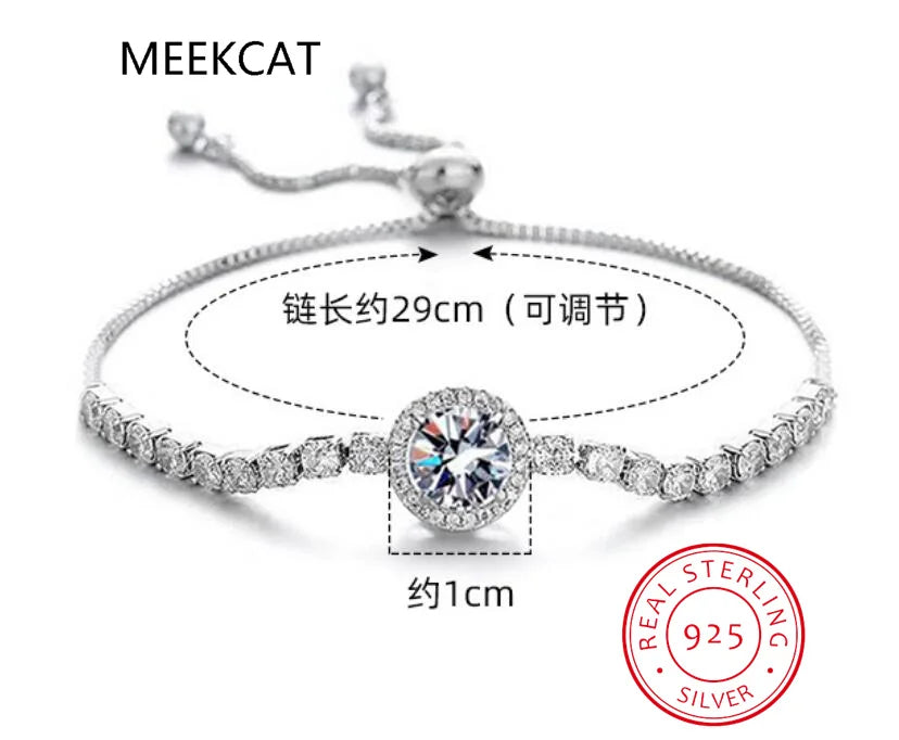 10MM Moissanite Bracelet 925 Sterling Silver Diamond Adjustable Tennis Bracelets For Women Wedding Gift Fine Jewelry Pulseiras