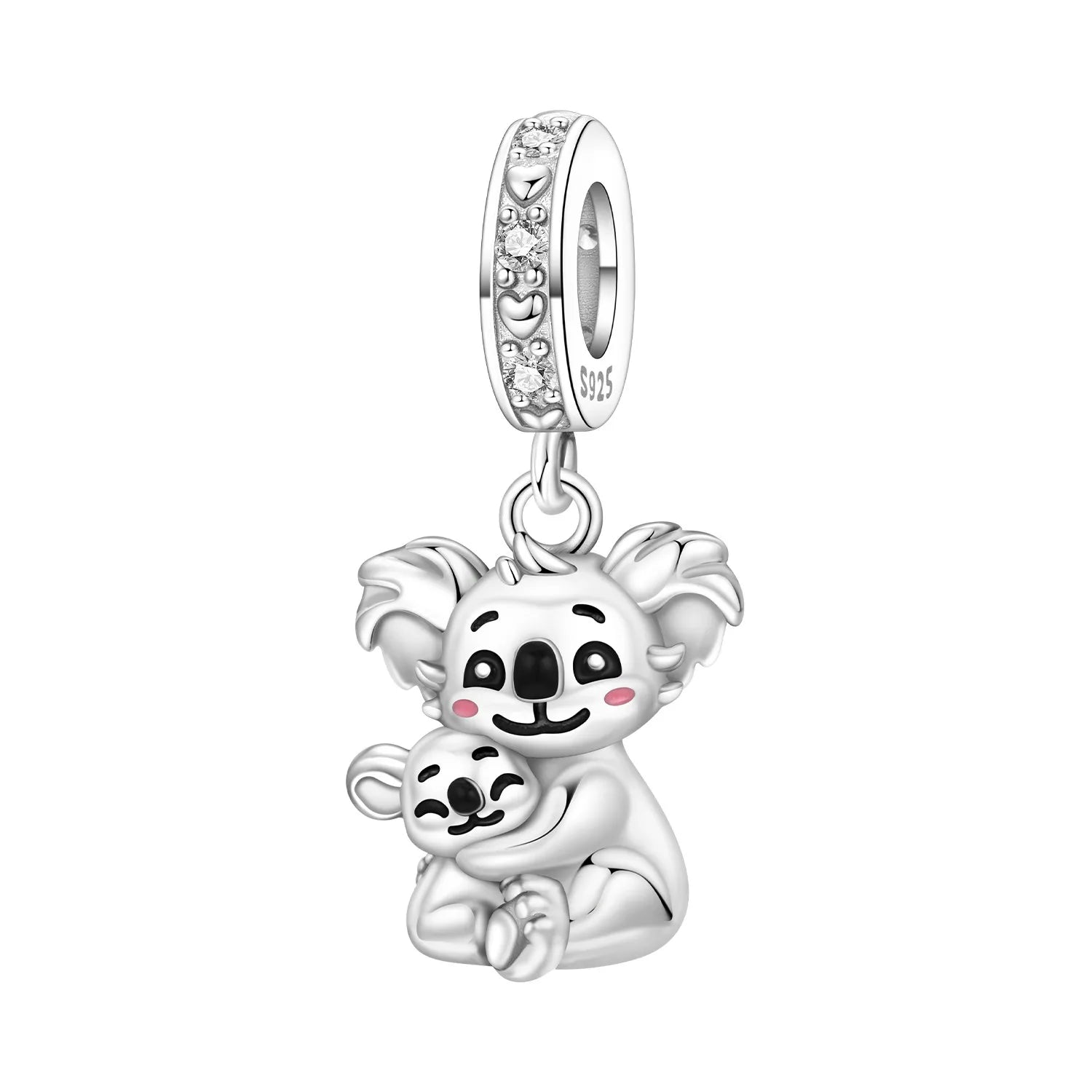 PANPOKI 925 Sterling Silver Koala Mother Child Animal Beads Original Pendants Bracelet Charm Jewelry Party DIY Trendy Gifts
