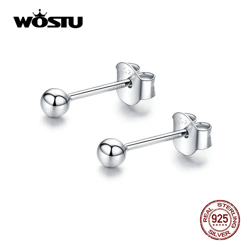 WOSTU Solid 925 Vintage Silver Stackable Twisted Ear Clip Huggies Earrings For Women, s925 Ball Studs Drogaonfly Ear Cuff Gift