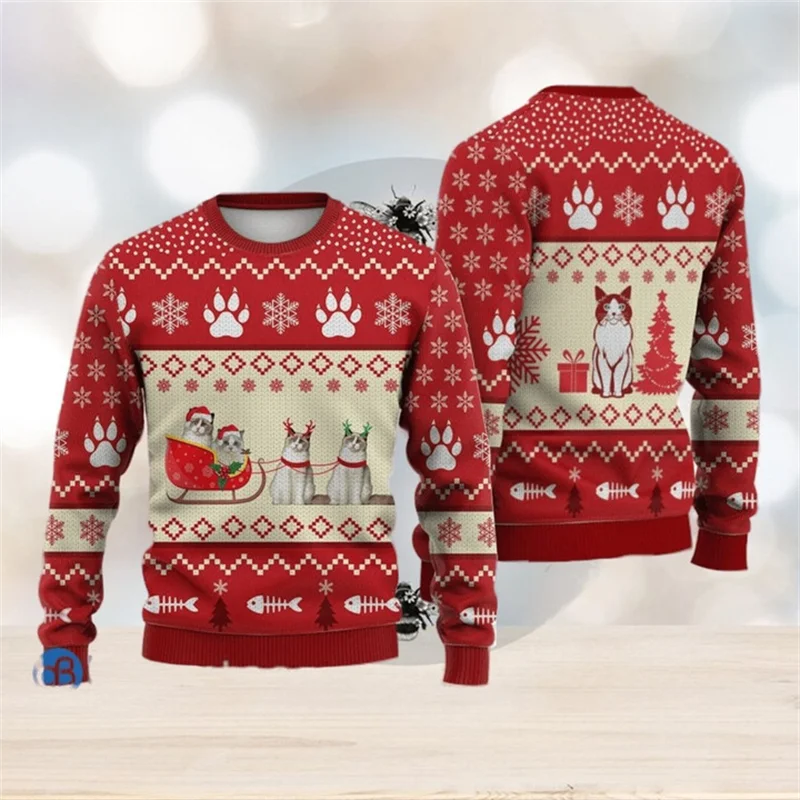 New Animal 3D Printed Ugly Christmas Sweater For Men Women Clothes Funny Cool Design Graphic Sweatshirts Casual Man Sweater Top