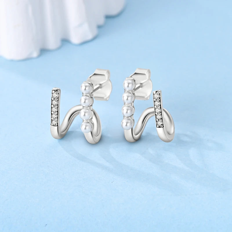 Classic Zircon Stud Earrings For Women Pearl Drop Earring 100% 925 Sterling Silver Butterfly Heart-Shaped Earings Fine Jewelry