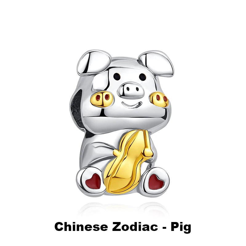 925 Sterling Silver Charms Beads Original Japanese Doll Fortune Cat Charm Fit Brand Bracelets Bangles DIY Jewelry For Women