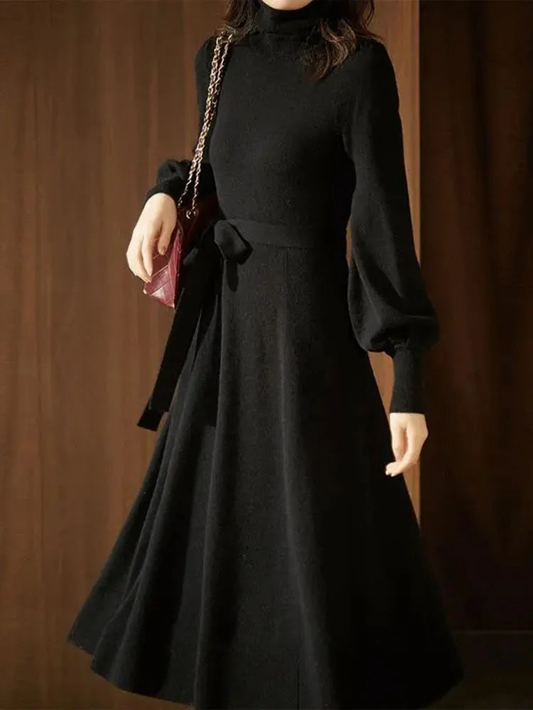 Turtleneck Women Warm Knit Sweater Dress 2022 Autumn Winter Lantern Sl Turtleneck Women Warm Knit Sweater Dress 2022 Autumn Winter Lantern Sl