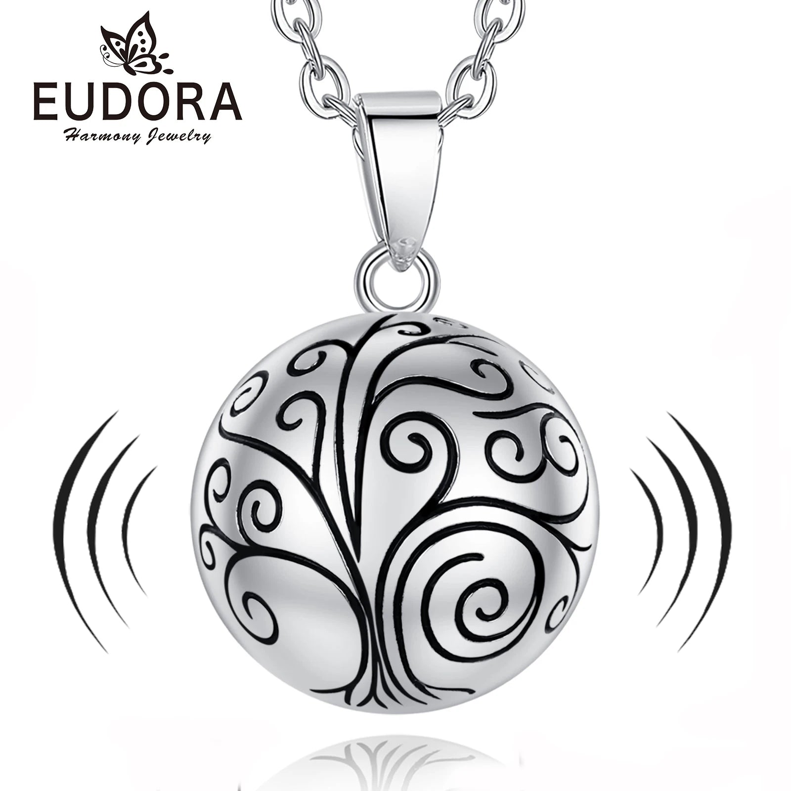 Eudora Collier Bola de Grossesse Necklace 20mm Ball Tree of Life Angel Caller Musical Bell Pendant Jewelry for Pregnant Women