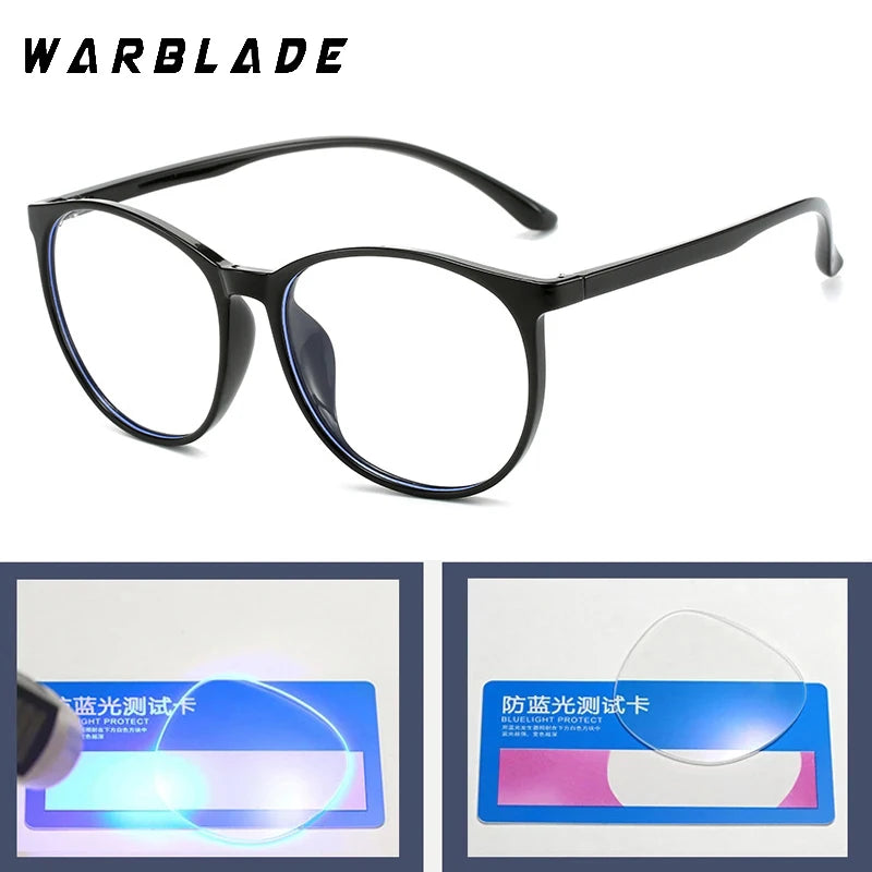 Runde, ultraleichte Computerbrille mit Blaulichtschutz, trendige optische Brille mit großem Rahmen, klare Gläser, übergroße Brille