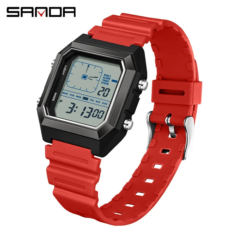 SANDA 6307 Fashion Digital Watches for Man Multifunction Luminous Chronograph Calendar Outdoor Sport Waterproof Electronic Watch
