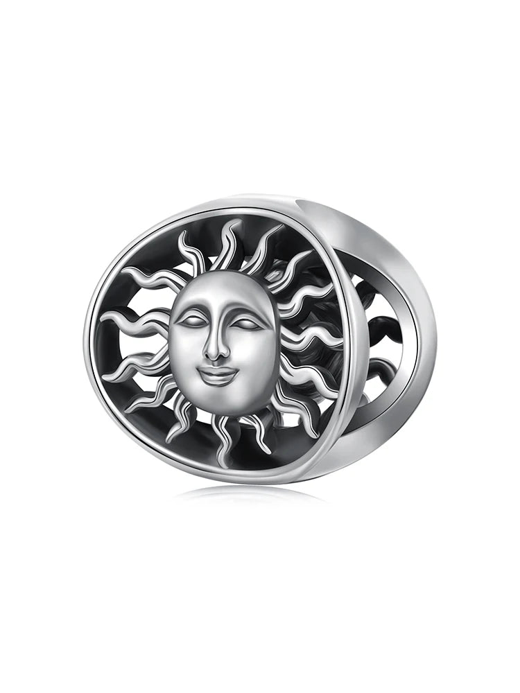 WOSTU Solid Vintage 925 Sterling Silver Sun God Pendant Charm Retro Hollow Beads fit Bracelet DIY Jewelry Anniversary Gift