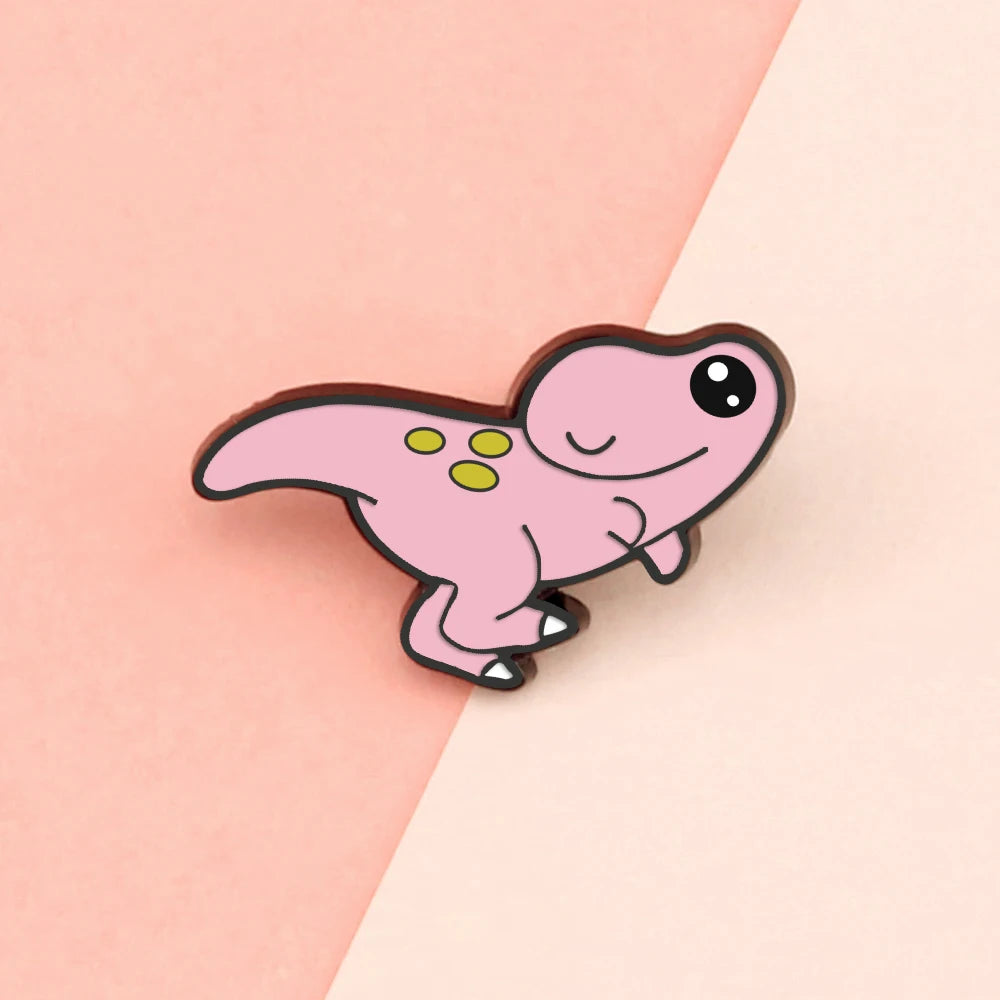 10 Style Cute Dinosaurs Enamel Pins Creative Animal Brooches Kids Backpack Decoration Jewelry Women Coat Lapel Pin Badges Gift