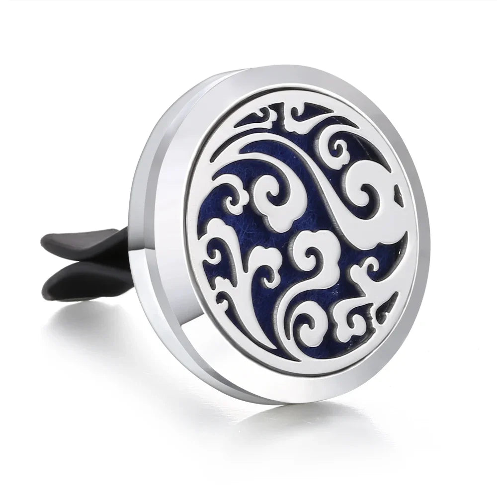 New Aromatherapy Car Perfume Diffuser Stainless Steel 30mm Magnetic Aroma Diffuser Locket Car Air Freshener Vent Clip + 1pcs Pad