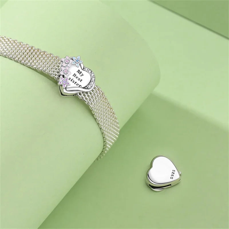 New 925 Silver Donut Protection Lotus Heart Shaped Charms Flat Beads Fit 3mm 925 Original Bracelet DIY Jewelry Birthday Gift