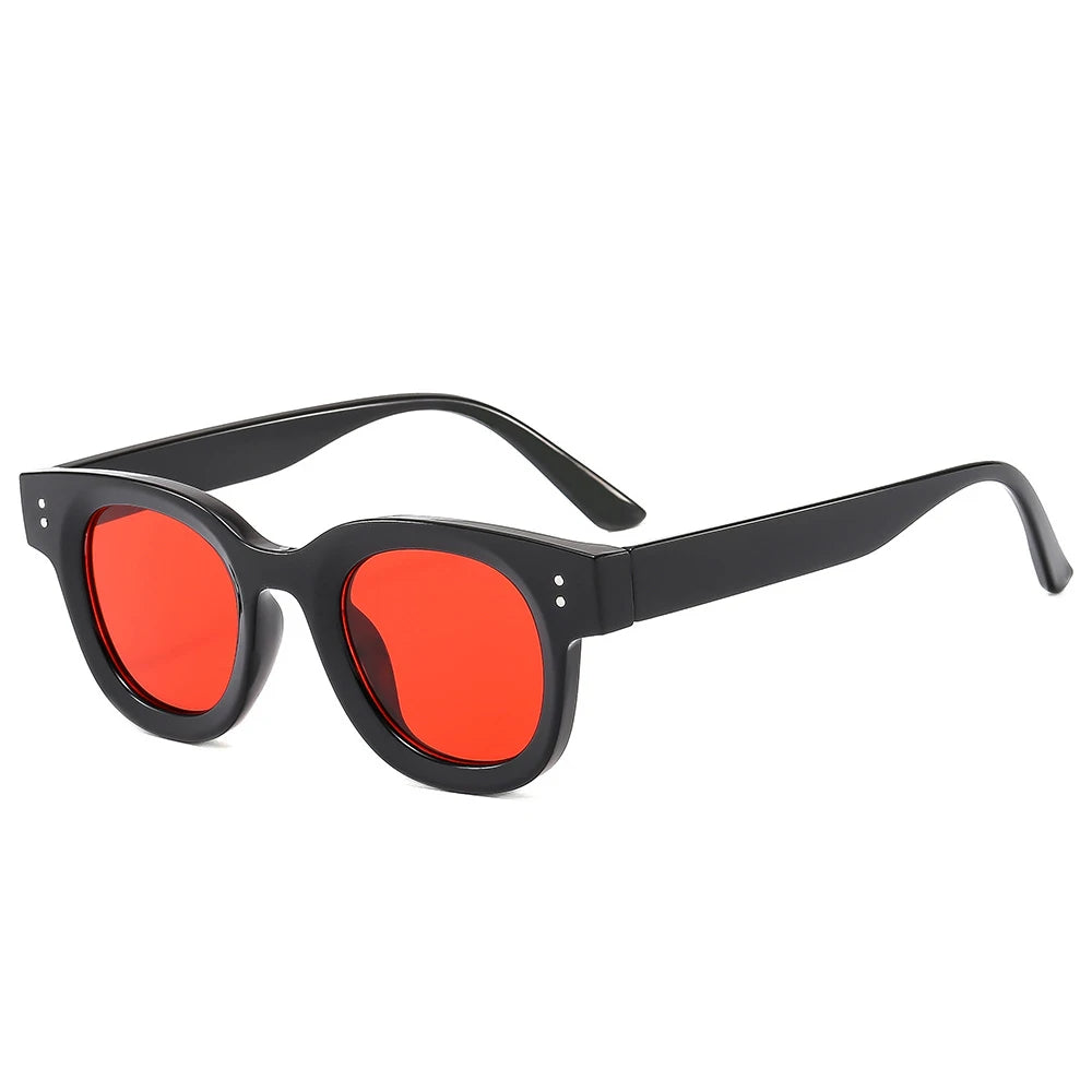 Fashion Classic Retro Rivets Oval Frame Thickened Sunglasses 2025 Ocean Film Small Round Frame Street Photo Sun Glasses Female