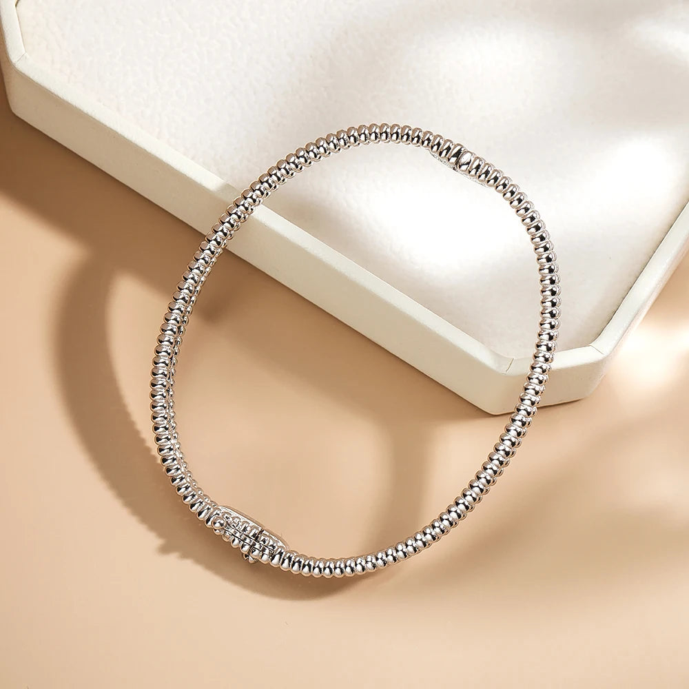 Serenity 2mm D Moissanite Hoop Bangle For Women Man Gift S925 Sterling Silver Bracelet Hand Circles Joker Fold Wear Fine Jewelry