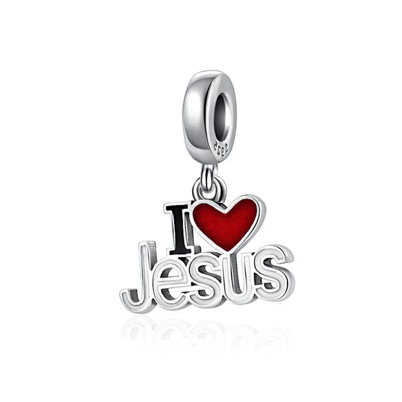 Fine religion series 925 Silver Jesus Bible Diy Bead cross Pendant Fit Original Bracelet Trinket Jewelry Figure Buddha Charm