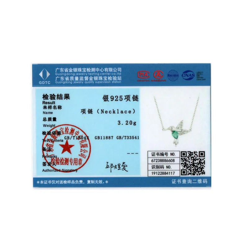 Collier pendentif colibri BISAER en argent sterling 925, chaîne ajustable plaquée or blanc, bijou raffiné pour femme, idéal pour les fêtes.