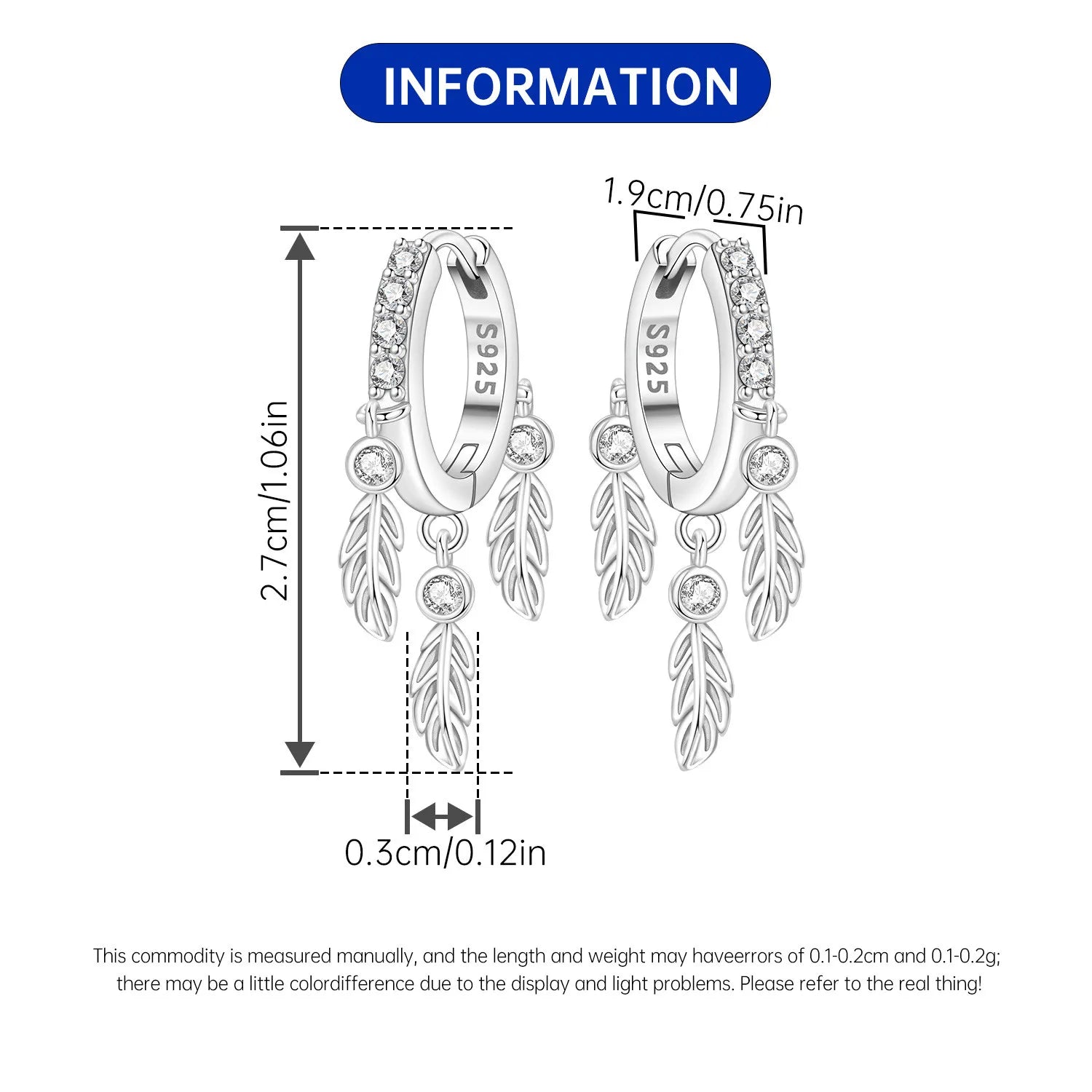 PANPOKI 925 Sterling Silver Feather Lucky Symbol Drop Earrings Women Earrings Charm Fashion Versatile Party Jewelry Gifts