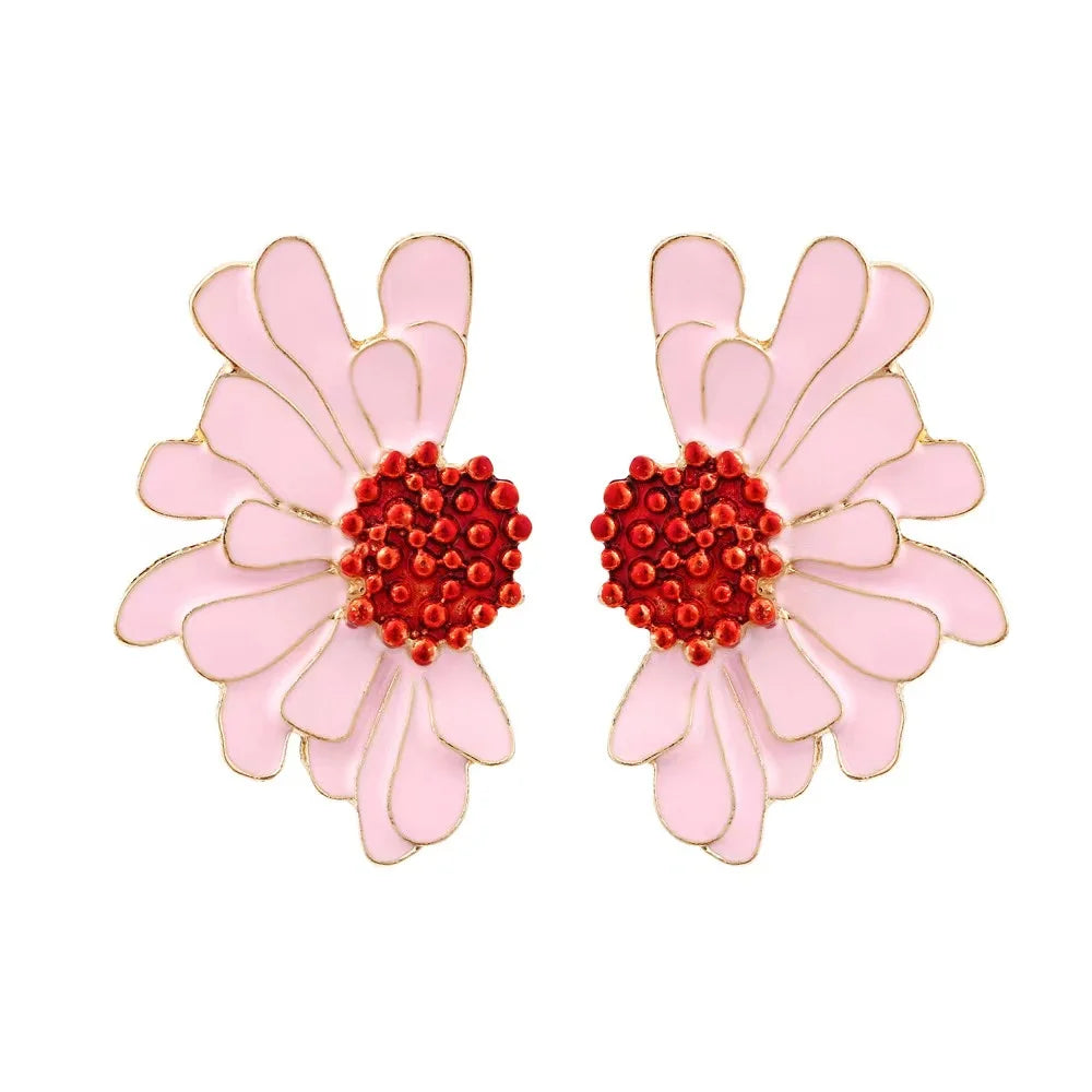 Personality Irregular Dasiy Flower Earrings for Woman Party Casual