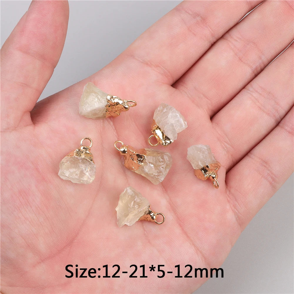 5pcs Natural Rough Stone Pendant Irregular Shape Healing Amethysts Labradorite Agat Quartz Pendants For DIY Handmade Necklace