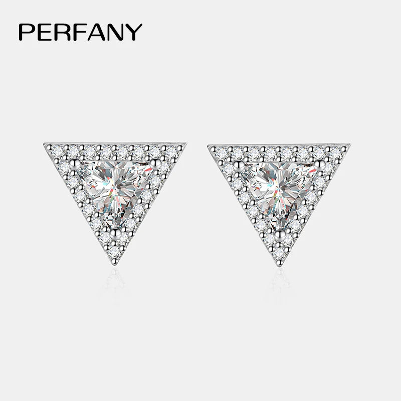 PERFANY 0.5CT Triangular Cut Moissanite Stud Earrings for Women S925 Pure Silver Laboratory Cultivate Diamond Wedding Jewelry - Madeinsea©