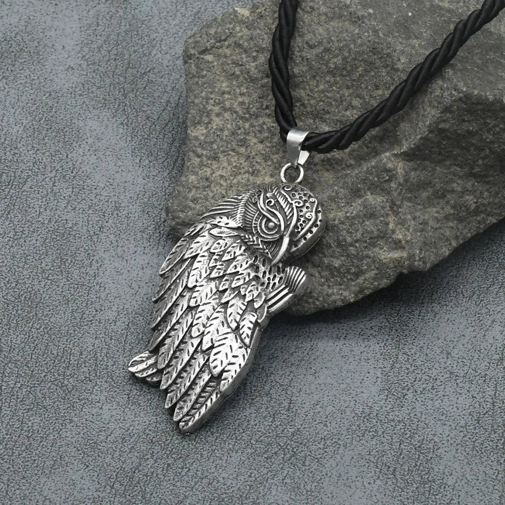 Norse Viking Odin Raven Pendants Necklaces For Women Men Vintage Amulets Talismans Jewlery Dropshipping