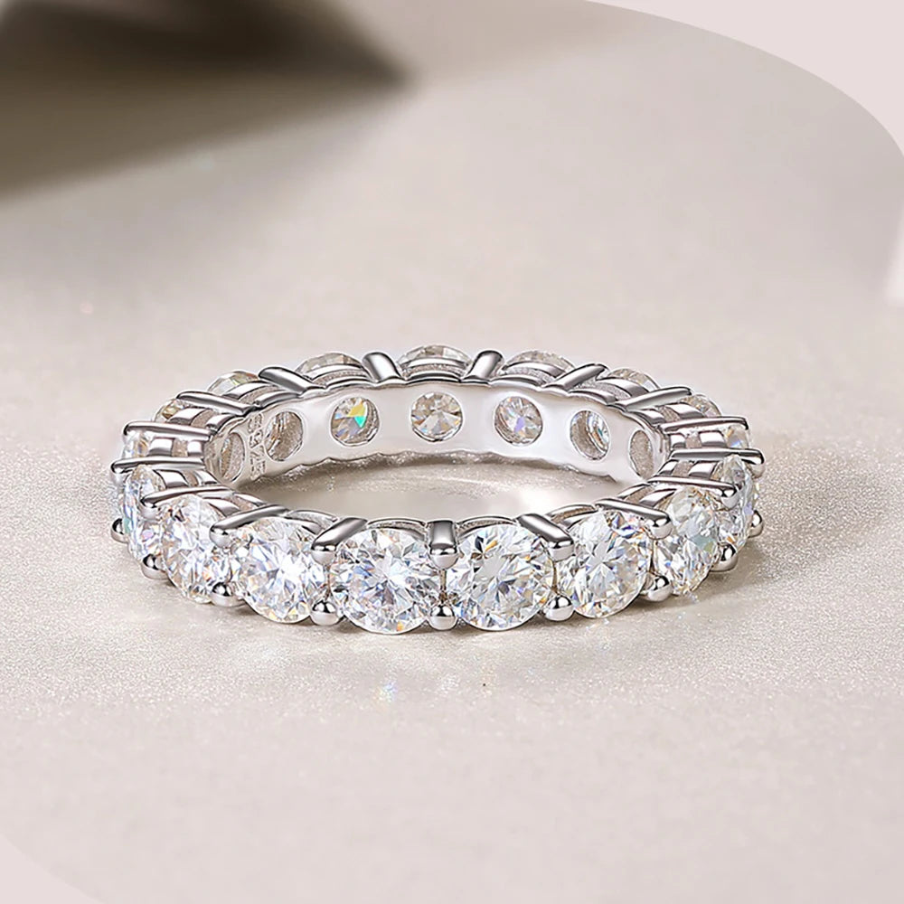 Serenity 3mm 4mm 5mm D Color All Moissanite Rings For Women Man Gift S925 Sterling Silver Row Rings Plated 18K Jewelry Wholesale