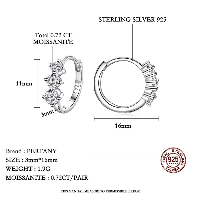 PERFANY 0.72CT All Moissanite Earrings for Women S925 Pure Silver Laboratory Diamond Temperament Fashionable Wedding Jewelry - Madeinsea©