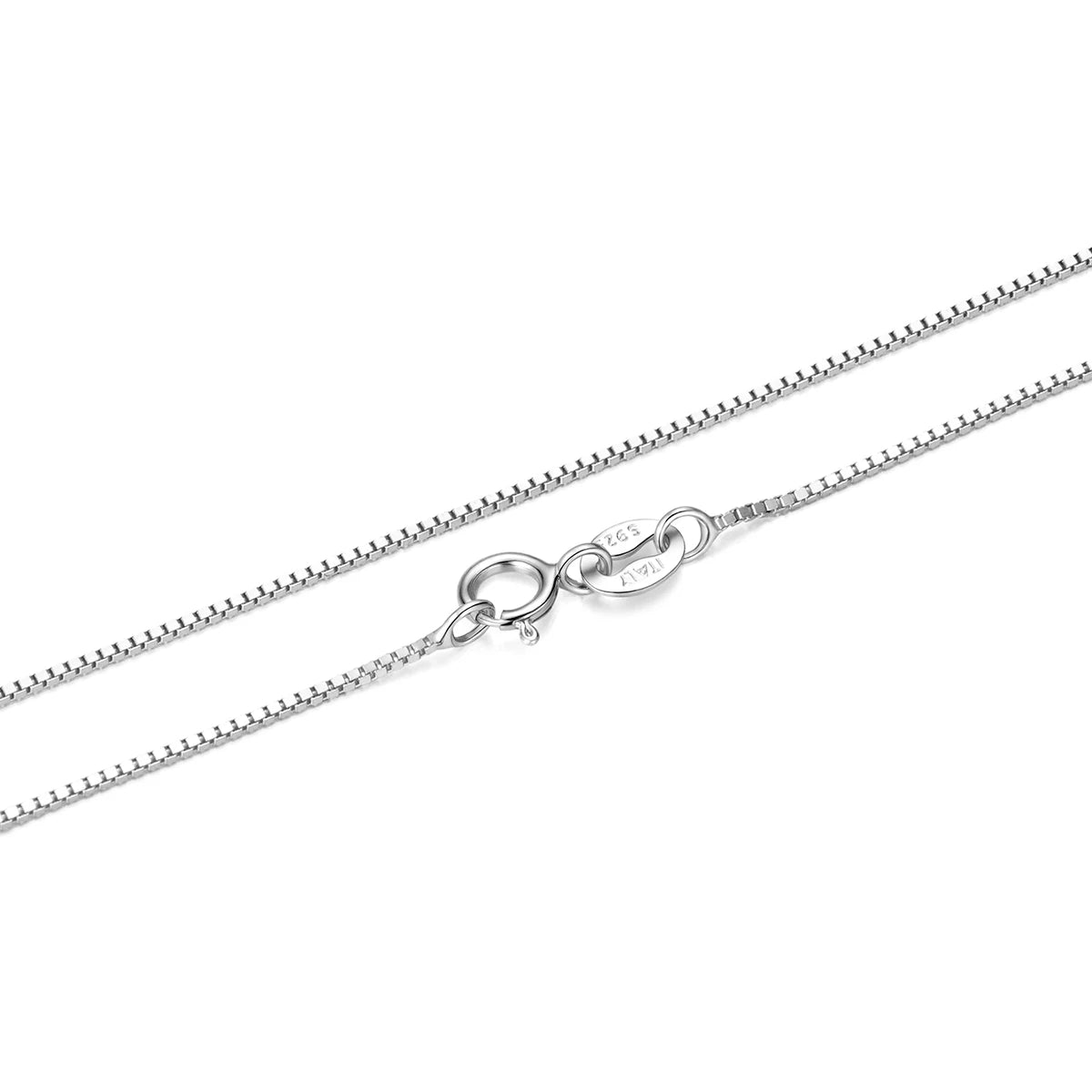 BISAER 925 Sterling Silver Box Basic Chain Necklace Lobster Clasp Optional 40 45 50cm Plated White Gold Women Men Party Jewelry