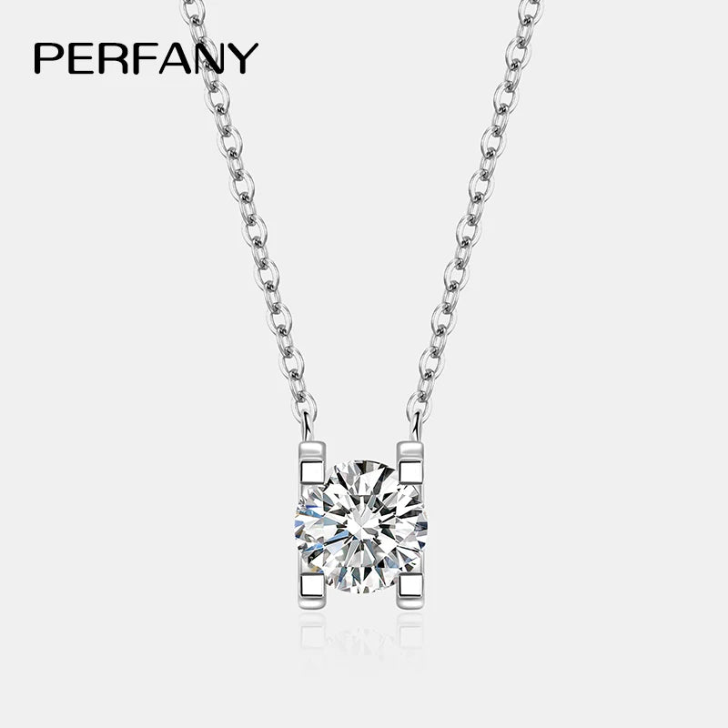 PERFANY 0.5-2CT Moissanite Necklace for Women S925 Pure Silver Classic Bull Head Laboratory Diamond Pendant Luxury Jewelry - Madeinsea©