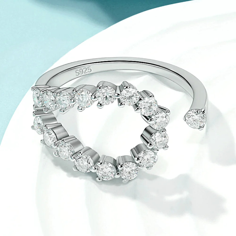 COSYA 0.78CT All Moissanite Ring 100% S925 Silver D Lab Diamond Wedding Twist Open Band For Women Party Fine Jewelry Gift Girl - Madeinsea©