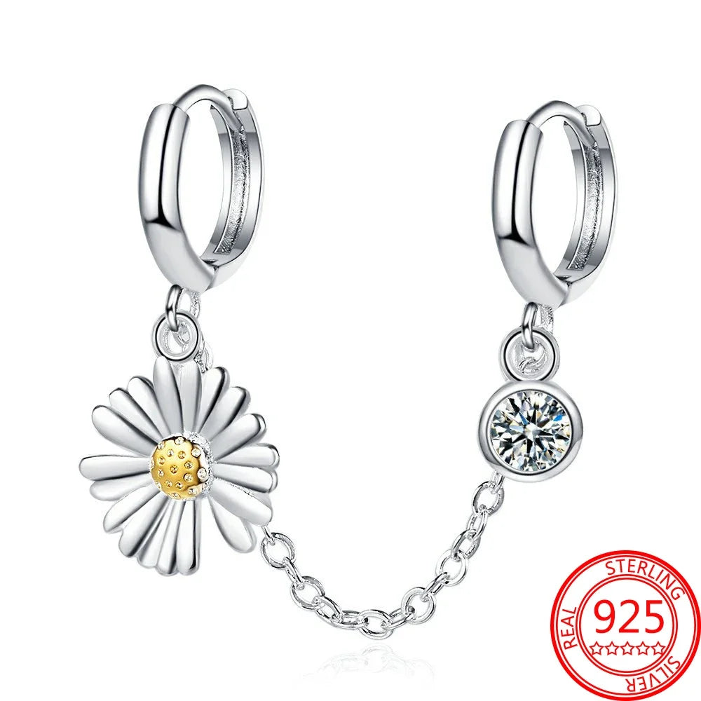 Ear Ring Series 925 Sterling Silver Star Moon Unicorn Tulip Flower Butterfly Bee Geometry Earrings Ladies Pairing with Jewelry