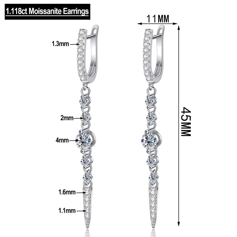 Serenity 1.36ct Pear Cut Moissanite Earrings for Women Gift 100% S925 Sterling Silver Water Drop Tassel Earrings Plated 18K GRA - Madeinsea©