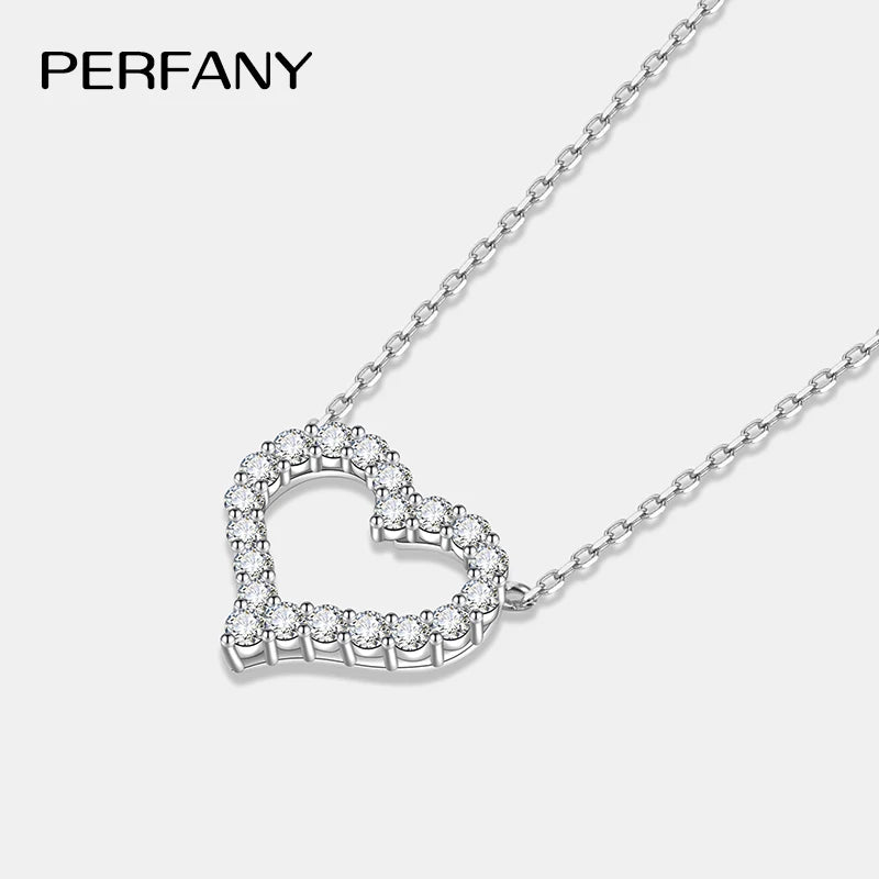 PERFANY 2CT Moissanite Necklace for Women S925 Pure Silver Heart Design Laboratory Diamond Pendant Luxury Jewelry Party Gift - Madeinsea©
