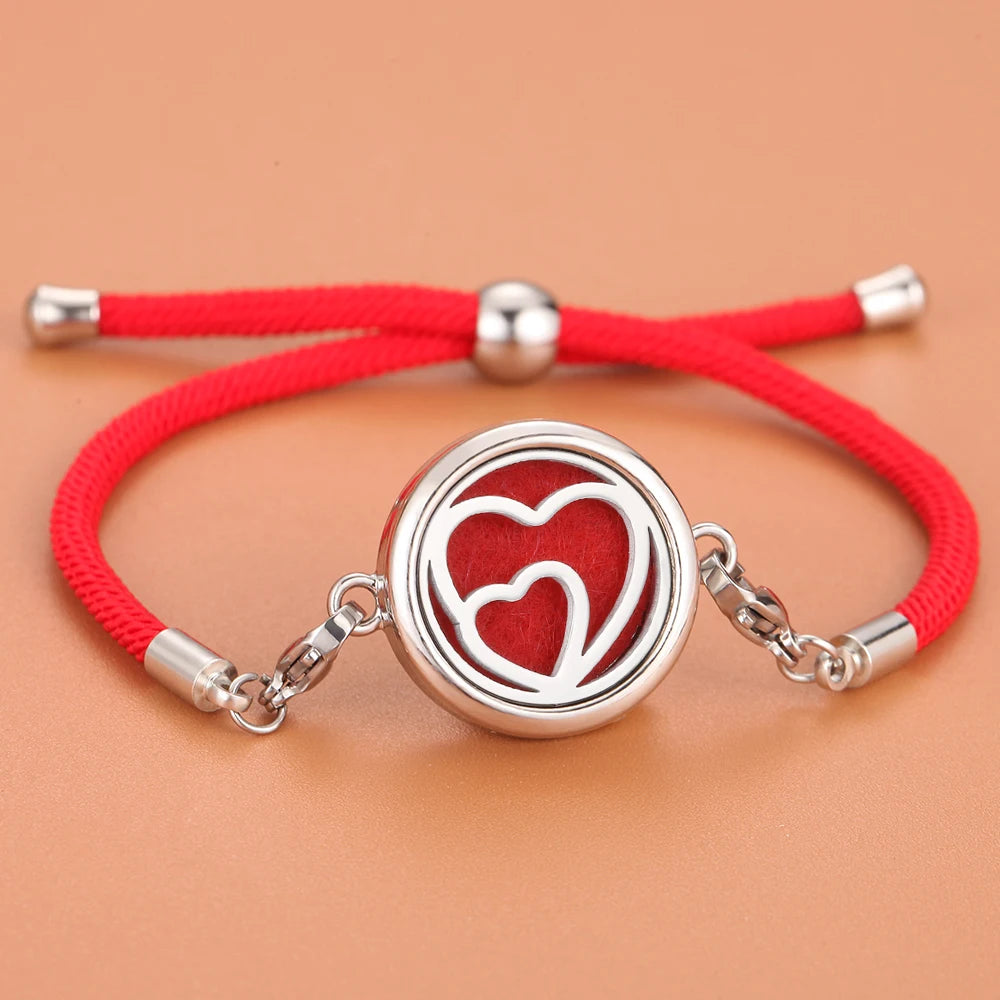 Retro Aromatherapy Essential Oil Diffuser Bracelet Foot Chain Red String Braided Rope Diffuser Locket Bracelet Aroma Bracelets