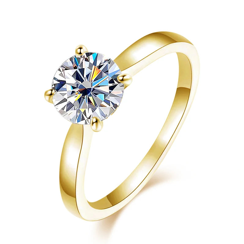 KNOBSPIN D VVS1 Moissanite Rings for Women Man 4 Prong Solitiare Engagement Wedding Diamond Ring with GRA Certified s925 Sliver