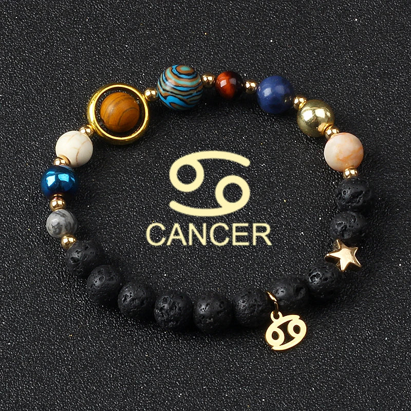 Universe Galaxy Eight Planets 12 Constellation Bracelets for Women Natural Stone Solar System Bracelets Libra Virgo Leo Jewelry - Madeinsea©