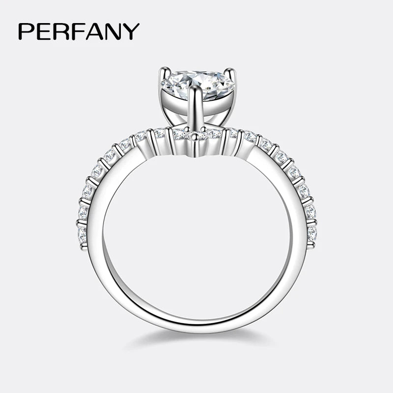 PERMANY 1CT Heart Cut Moissanite Ring for Women S925 Pure Silver Laboratory Diamond Elegant Luxury Wedding Jewelry - Madeinsea©