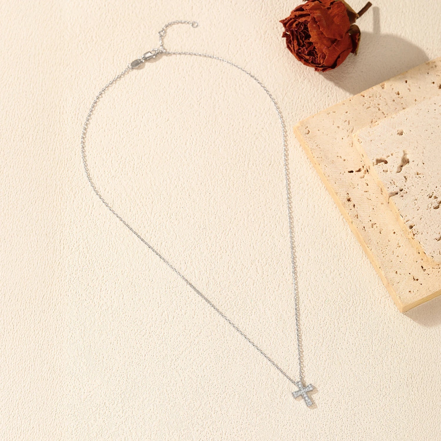 MODIAN Moissanite Sets 925 Sterling Silver Simple Cross Ear Studs Fashion Cluster Rings Bracelet Necklace For Women Fine Jewelry