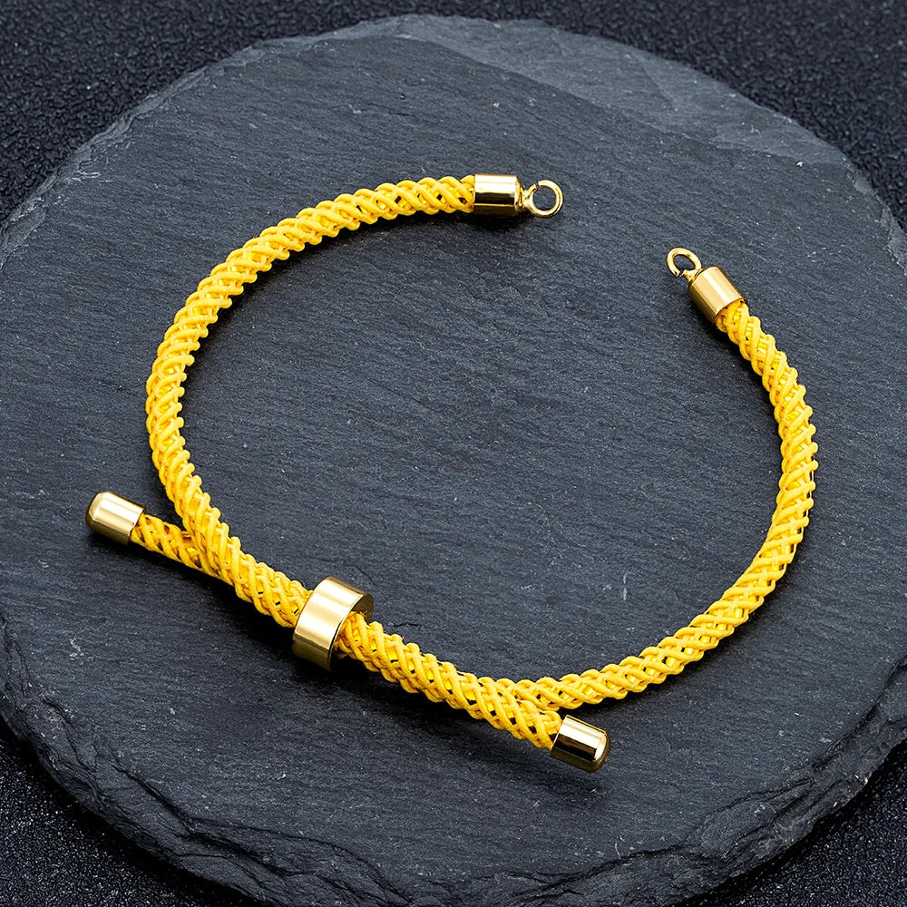 MKENDN Adjustable Rope Cord Sliding Bracelet with Slider Silk Cord Bracelet  Braided Rope Bracelet 3mm String Bracelet for Bead