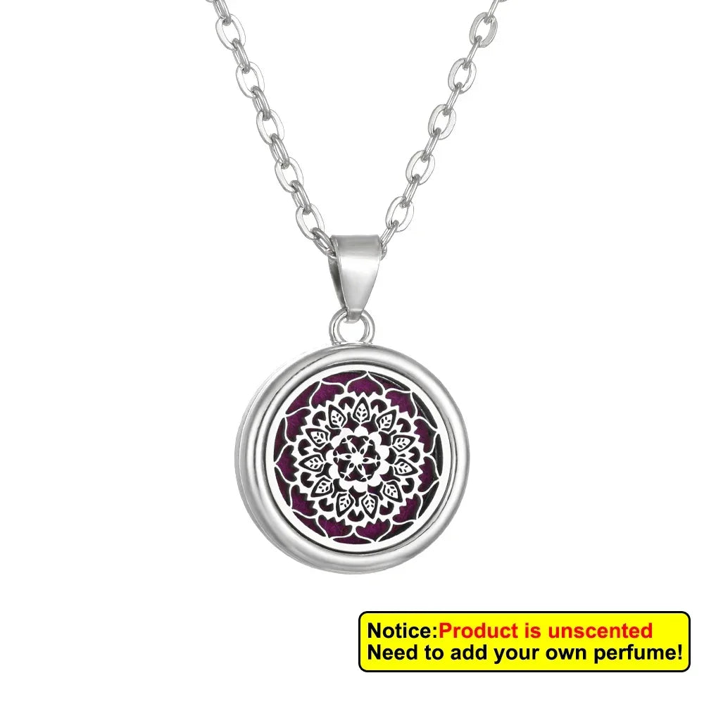 2025 New Tree of Life Aromatherapy Necklace Golden Rose Color Open Locket Scent Aroma Perfume Essential Oil Diffuser Necklace