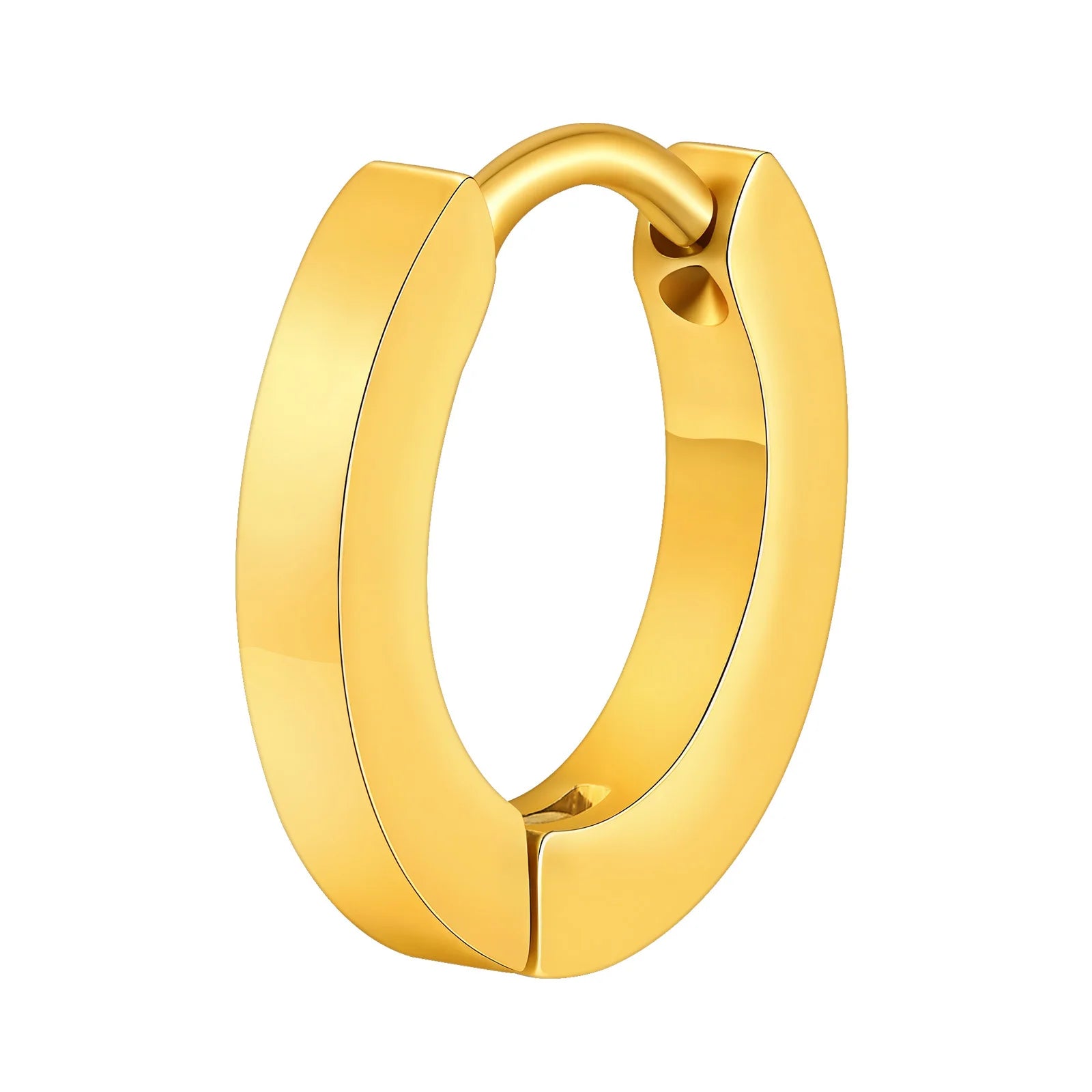 Vnox Glossy Stainless Steel Small Hoop Huggies Earrings for Women Men, Hand Polished Simple Metal Hoops, Minimalist Jewelry Gift