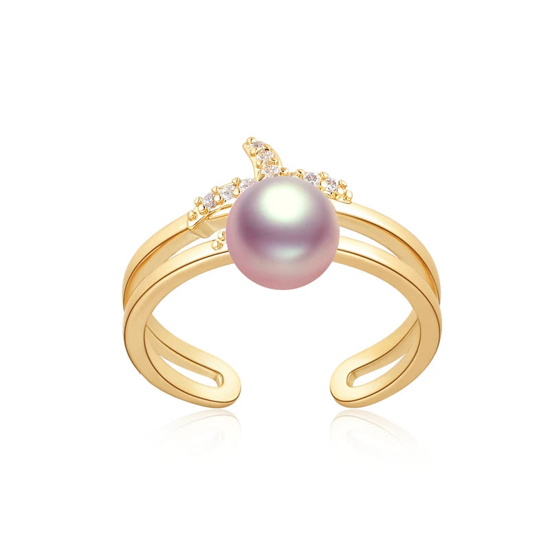 OXTAO 7-7.5 Freshwater Pearl Starfish Ring Adjustable 14K Gold Package Classic Wedding  Ring Women'S Wedding Jewelry Gift Daily