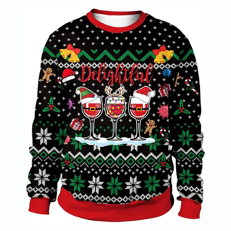 Christmas Beer Party Funny Ugly Sweater For Men Fun Santa Claus And Jesus Pattern Sweatshirt New Year Xmas Sweatshirts 2026