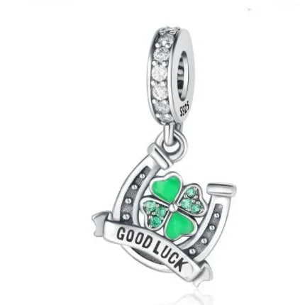 Hot New Summer green series Silver Clover Bead Maple Bird Charm Fit Original Women Bracelet DIY Fine Dangle Jewelry Amulet Gift