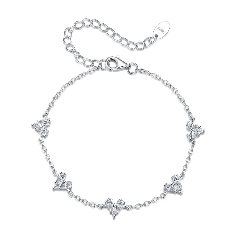 BAMOER Armband aus 925 Sterlingsilber mit kleinem Zirkonia-Herz, verstellbare Kette, leichtes, süßes Geschenk, edler Schmuck für Damen