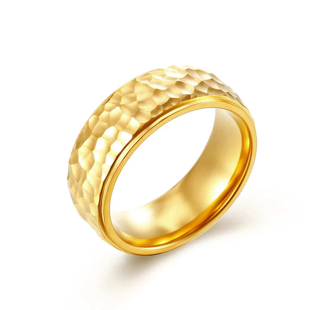 MKENDN Creative Retro Stone Texture Couple Rings Men Women Couple Ring Stainless Steel Punk Lunar Surface Jewelry - Madeinsea©