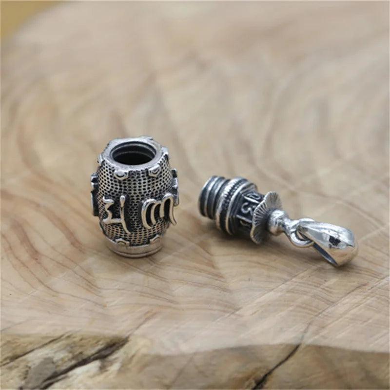 Collier en argent sterling S925 avec pendentif en relief du mantra Shurangama pour homme et femme, style rétro, boîte ouvrable, accessoires, cadeau