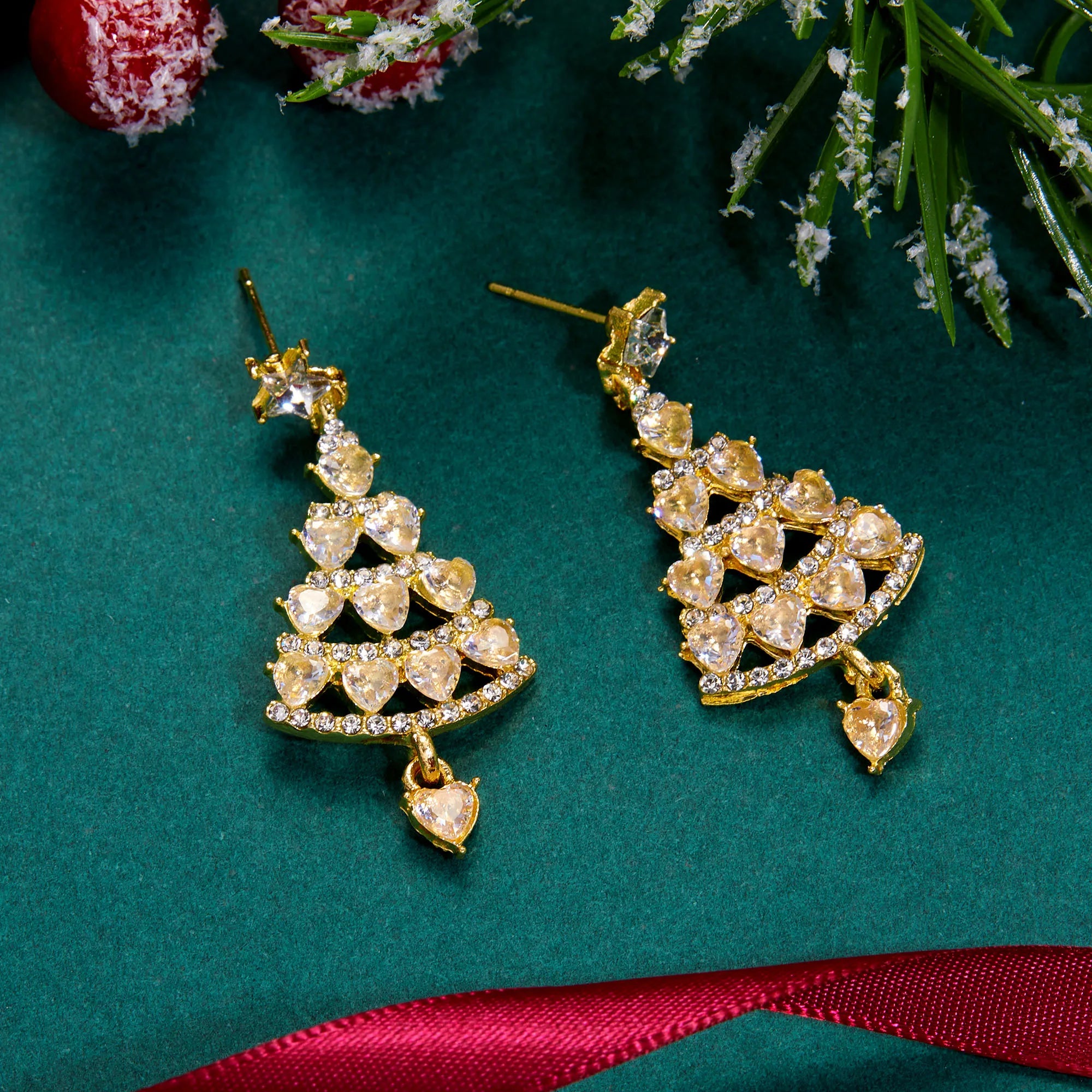 Fashion Christmas Red Dangle Earrings For Women Rhinestone Snowflake Pearl Earring Christmas Party Festival New Year Jewelry